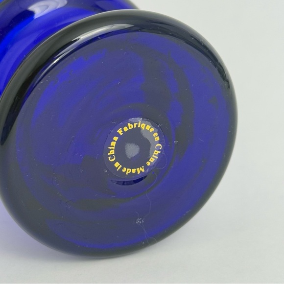 Mid Century Modern Minimalist Cobalt Blue Curvy Tubular 9” Glass Vase Modern Art - Picture 5 of 8